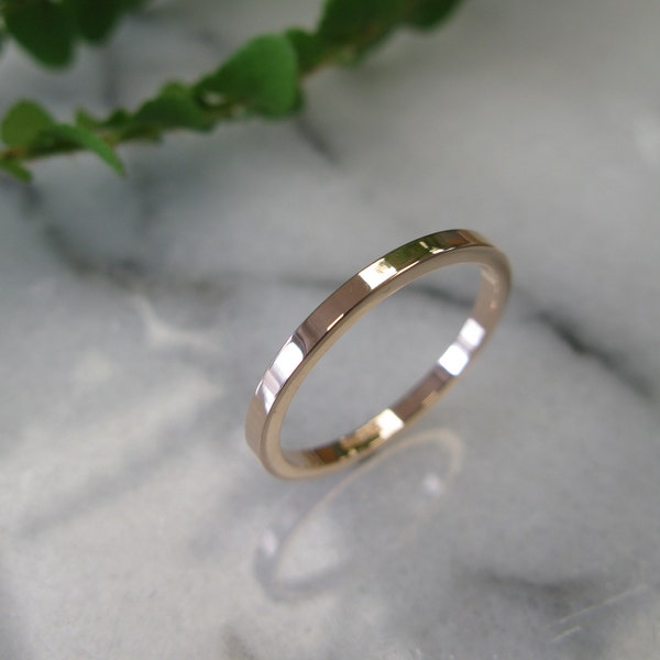 Narrow Wedding Ring - Rose Gold - Dainty - Stacking Ring - 1.5mm Ring Ladies Wedding Band - Simple Ring - Flat Ring