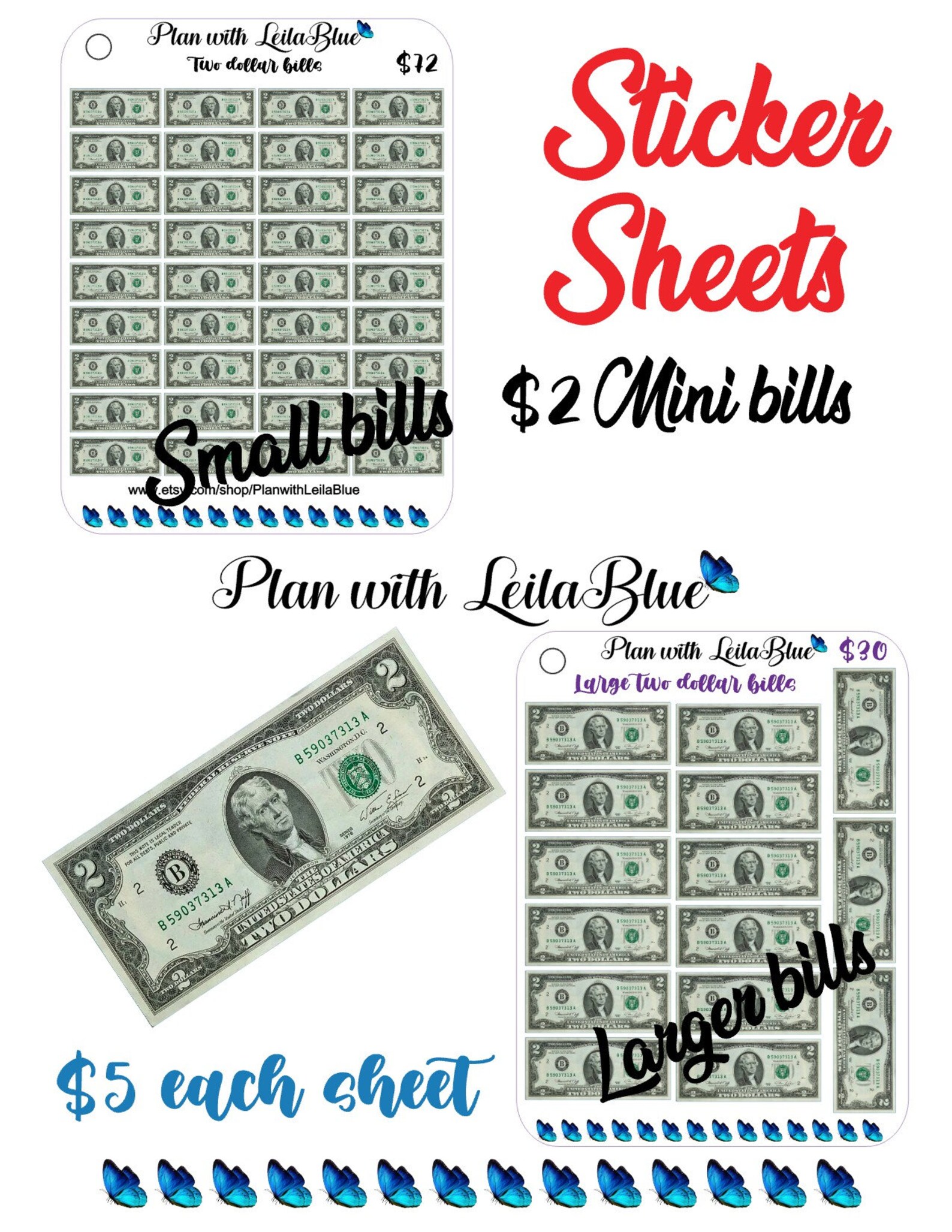 Mini Cash Stickers - Etsy