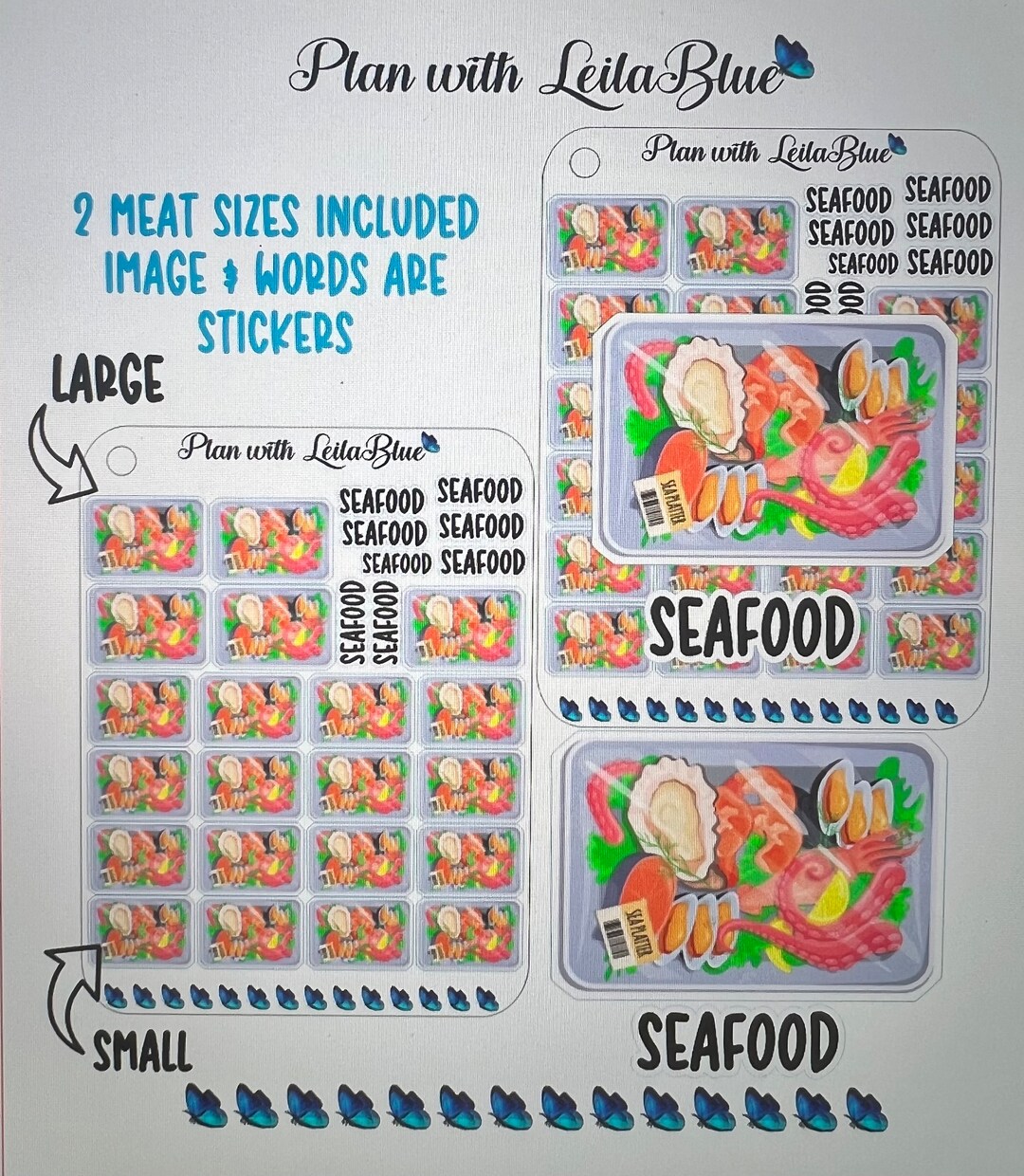 Seafood Packaged Meat Sticker Sheets - Etsy