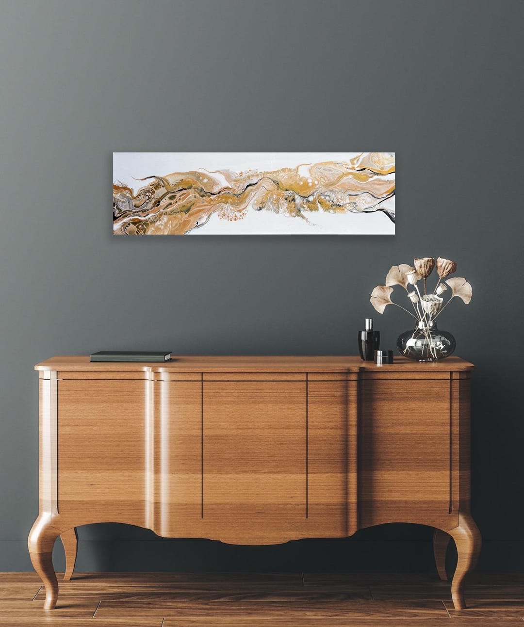 Original Black and Gold Fluid Art Painting: Abstract Wall Decor - Etsy