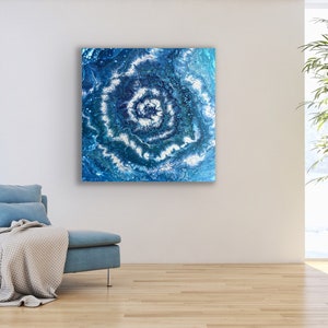 Gießen Sie Acrylbild auf Leinwand, abstrakte Kunst,
