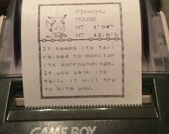 Printed Pokédex Profiles (1-67) & Diploma from Game Boy Printer, Pokémon Yellow: Special Pikachu Edition (1/3)