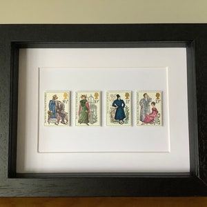 Jane Austen framed genuine Royal Mail stamps, Pride and Prejudice, English Literature fan gift, gift for her, Mr Darcy, book lovers gift