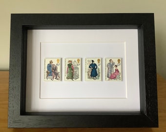 Jane Austen framed genuine Royal Mail stamps, Pride and Prejudice, English Literature fan gift, gift for her, Mr Darcy, book lovers gift