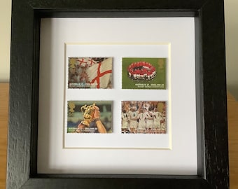 Sellos auténticos de la Copa Mundial de Rugby, selección inglesa de rugby, arte enmarcado, regalo para aficionados al rugby, Día del Padre, regalo deportivo, rugby inglés, arte deportivo