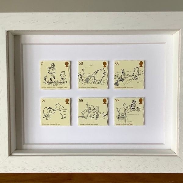 Timbres authentiques Winnie The Pooh faits à la main, Christopher Robin, Tigrou, Porcelet, Bourriquet, Lapin, Hibou, cadeau de baptême, cadeau pour elle, Noël