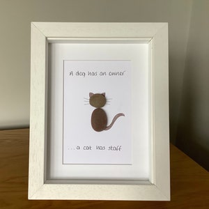 Cat pebble art, cat lover gift, animal pebble art, gifts for her, new home gift, pebble art cat, handmade art, cat birthday gift