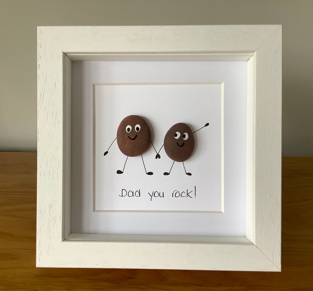 Dad You Rock Framed Pebble Picture, Dad Birthday Gift, Father's