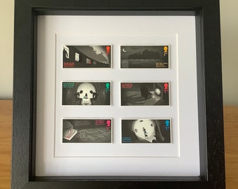 Agatha Christie stamps, Literature art, Hercule Poirot, Miss Marple, handmade art, minimalist art, gift for book fan, World book day art
