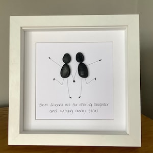 Best friends pebble art picture, friends gift, framed pebble art, birthday gift, pebble art friends, gifts for her, gifts for best friends