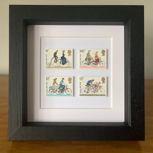 Cycling Royal Mail postage stamps, Cyclist gift, cycling fan gift, cycling art, sports art, bicycle lover gift, gift for him, gift for her,