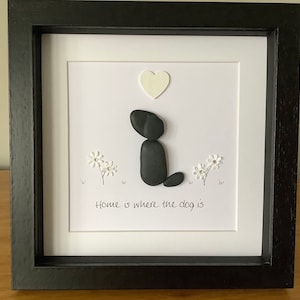 Dog pebble art picture, home is where the dog is, dog pebble art, birthday gift, love, dog gift, present, gift, new home pebble art