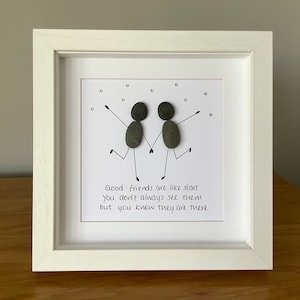 Friends pebble art picture, friends gift, framed pebble art, birthday gift, pebble art friends, gifts for her, gifts for friends