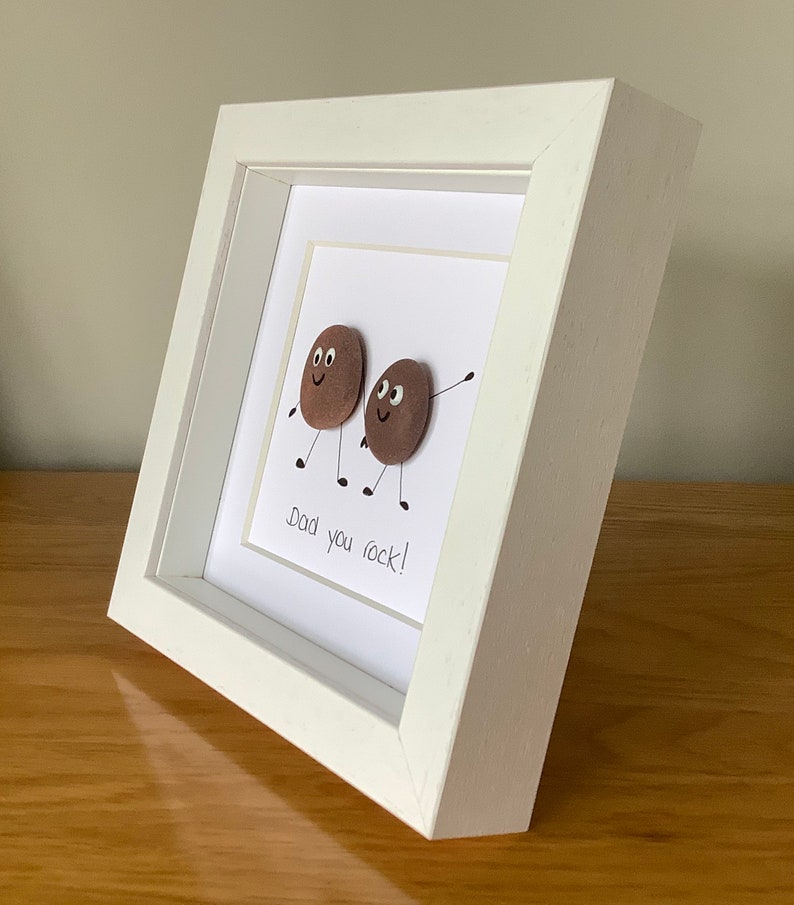 Dad You Rock Framed Pebble Picture, Dad Birthday Gift, Father’s Day ...