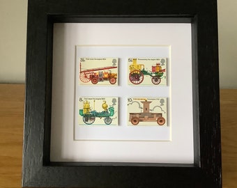 Ingelijste postzegels van de brandweer en reddingsdienst, cadeau voor brandweerman, cadeau voor brandweerman, kunst aan de muur, Vaderdagcadeau, 50e verjaardagscadeau,