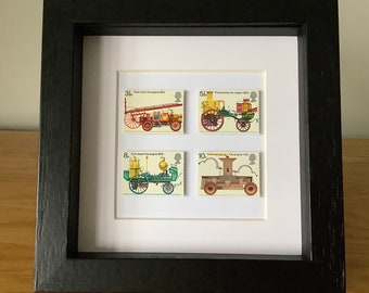 Timbres-poste encadrés des services d'incendie et de secours, cadeau pour pompier, cadeau pour pompier, art mural, cadeau de fête des pères, cadeau de 50e anniversaire,