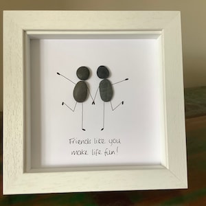 Friends pebble art picture, friends gift, framed pebble art, birthday gift, pebble art friends, gifts for her, gifts for friends
