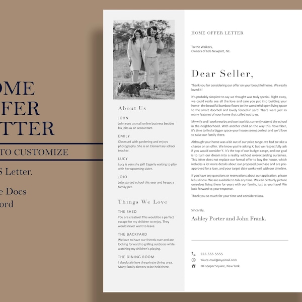 love letter paper design pdf Home offer letter, Real estate love letter to seller, Editable house offer letter, Sample letter + writing tips, Google docs, Word, Pages