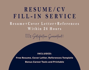 Resume FIll-in service, One/Two/Three Page Resume fill in, Resume Template Editing, Professional Simple Modern CV Template, Word Pages PDF