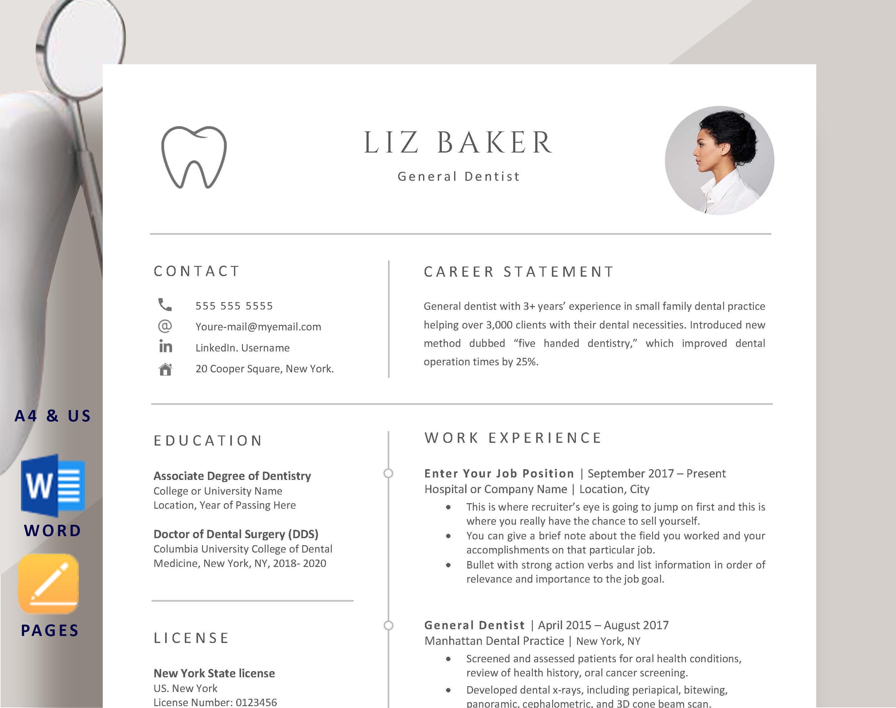 Hygienist Resume - Etsy