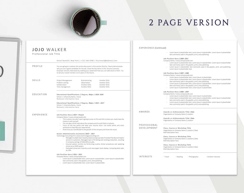 ATS Friendly Resume Template Classic Traditional Resume Easy | Etsy