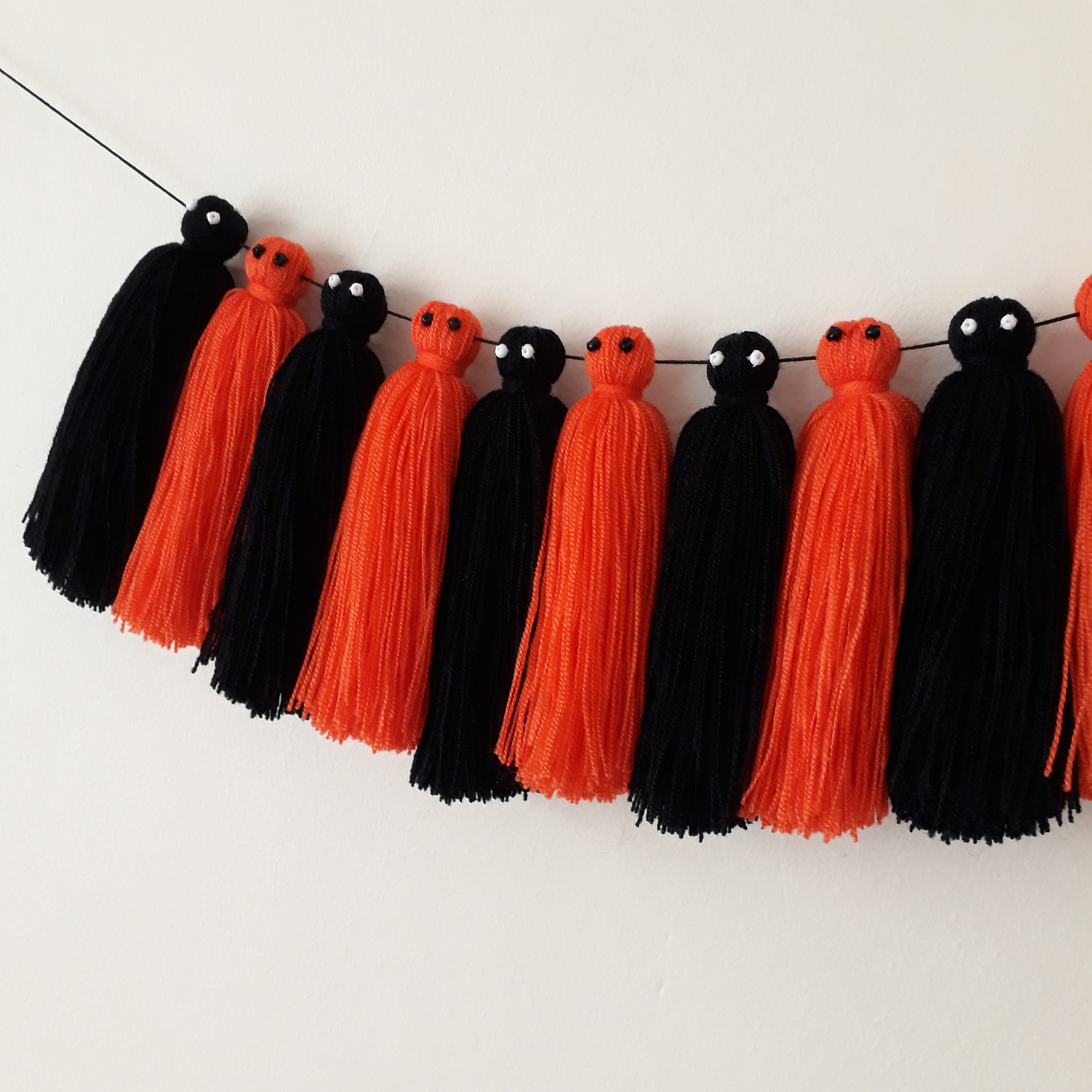 Orange and Black Ghost Tassel Garland Halloween Tassel Etsy UK