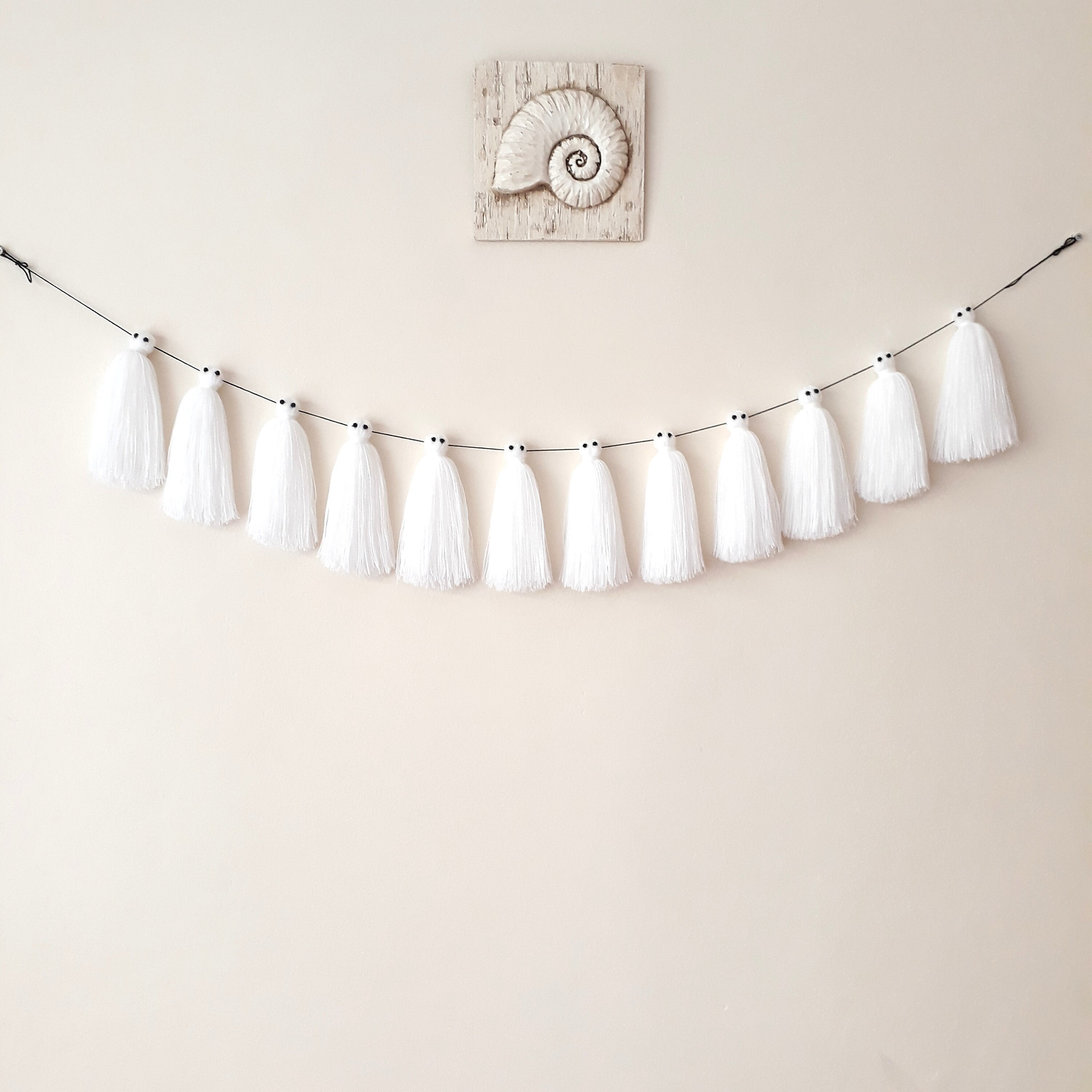 Halloween Ghost Tassel Garland Spooky Decor White Yarn Etsy