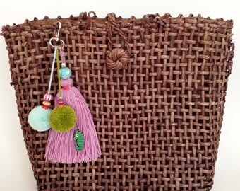 Handmade Pom Pom Bag Tassel: Boho Purse Charm