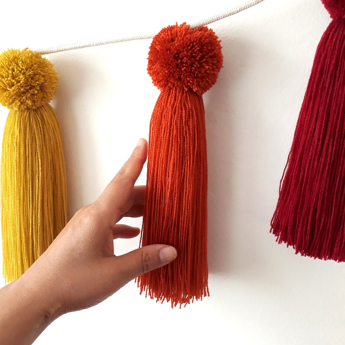 Boho Tassel Decor Large Tassel Garland Pom Pom Tassel Wall Etsy