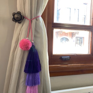 Pink Purple Boho Decor, Curtain Holder, Curtain Tie Back, Curtain Tassel, Door Tassel, Small Gift, Girls Room Decor, Bag Tassel