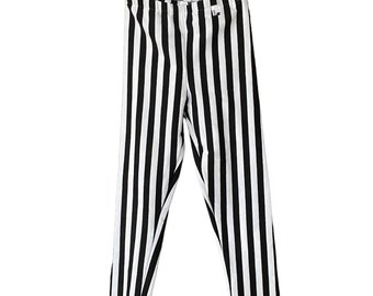 Leggings jersey vertical stripes black 110/116