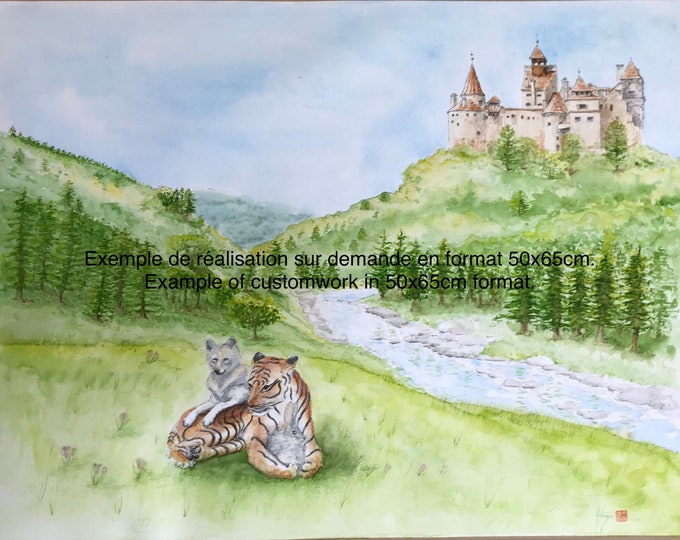Aquarelles sur demandes peintes à la main.