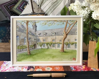 Aquarelles sur mesure encadrées peintes à la main. Pour cadeau fête des mères des pères, naissance anniversaire.