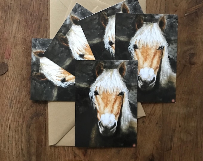 postales cheval d’après une de mes aquarelles. Vendue par lot imprimées avec enveloppes craft