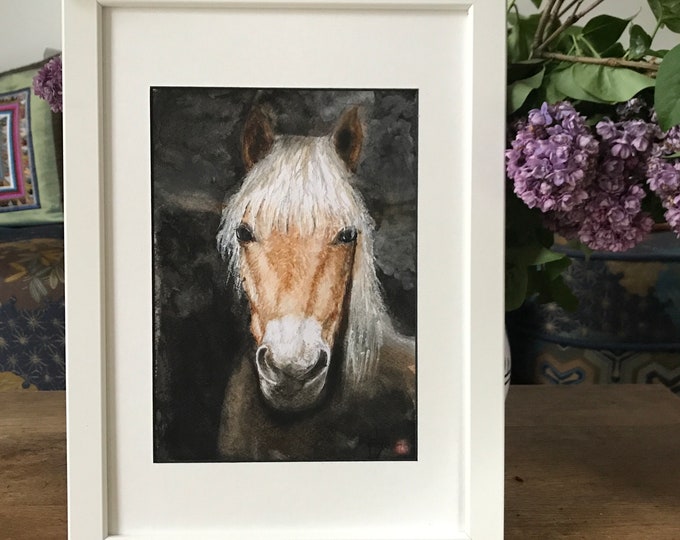 Vendue. Aquarelle de cheval. Tableau mural Peint à la main.