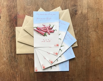 Kit de cartes de vœux 2026. lot de 5 cartes imprimées avec enveloppes craft