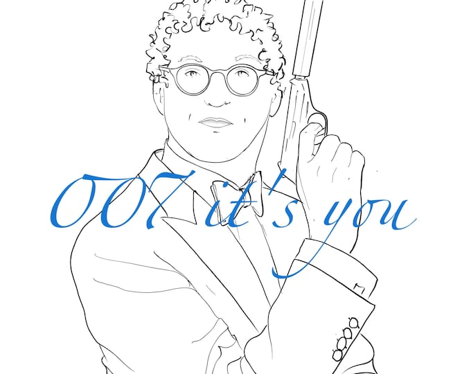 Dessin numérique thème James Bond  personnalisé sur demandes peintes à la main. Pour cadeau fête des mères des pères naissance anniversaire.