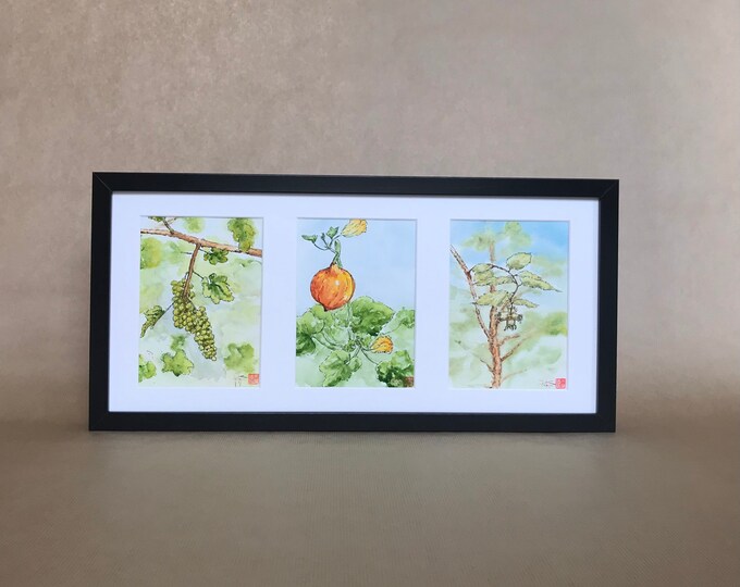 Aquarelles sur mesure encadrées peintes à la main. Pour cadeau fête des mères des pères, naissance anniversaire.