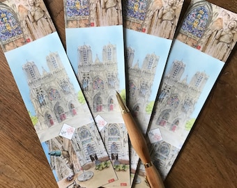 Magnets marque-page souvenir de la cathédrale de Reims. Vendus par 4. France