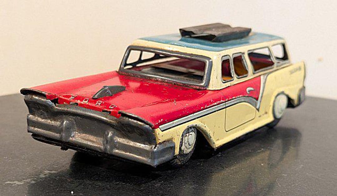 1957 FORD FAIRLANE 500 Tin Toy Car Made in Japan Nice GRAPHICS - Etsy