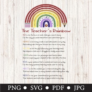 Teacher Rainbow Poem | Teacher Appreciation Printable | Teacher Poem Printable | Last Minute Teacher Gift | Preschool Teacher Gift | Digital