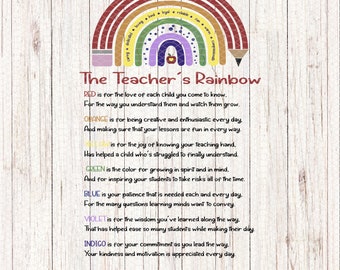 Teacher Rainbow Poem | Teacher Appreciation Printable | Teacher Poem Printable | Last Minute Teacher Gift | Preschool Teacher Gift | Digital