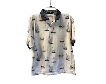St. John's Bay Men's Sailboat Polo Shirt - Nautical size Large
