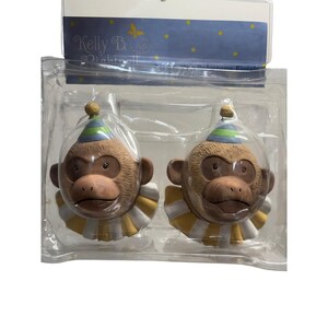 Kelly B Rightsell Monkey Curtain Rod Finials Holders Nursery Decor Set of 2