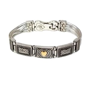 Brighton Two Tone Heart Silver Gold Retired Bracelet image 1