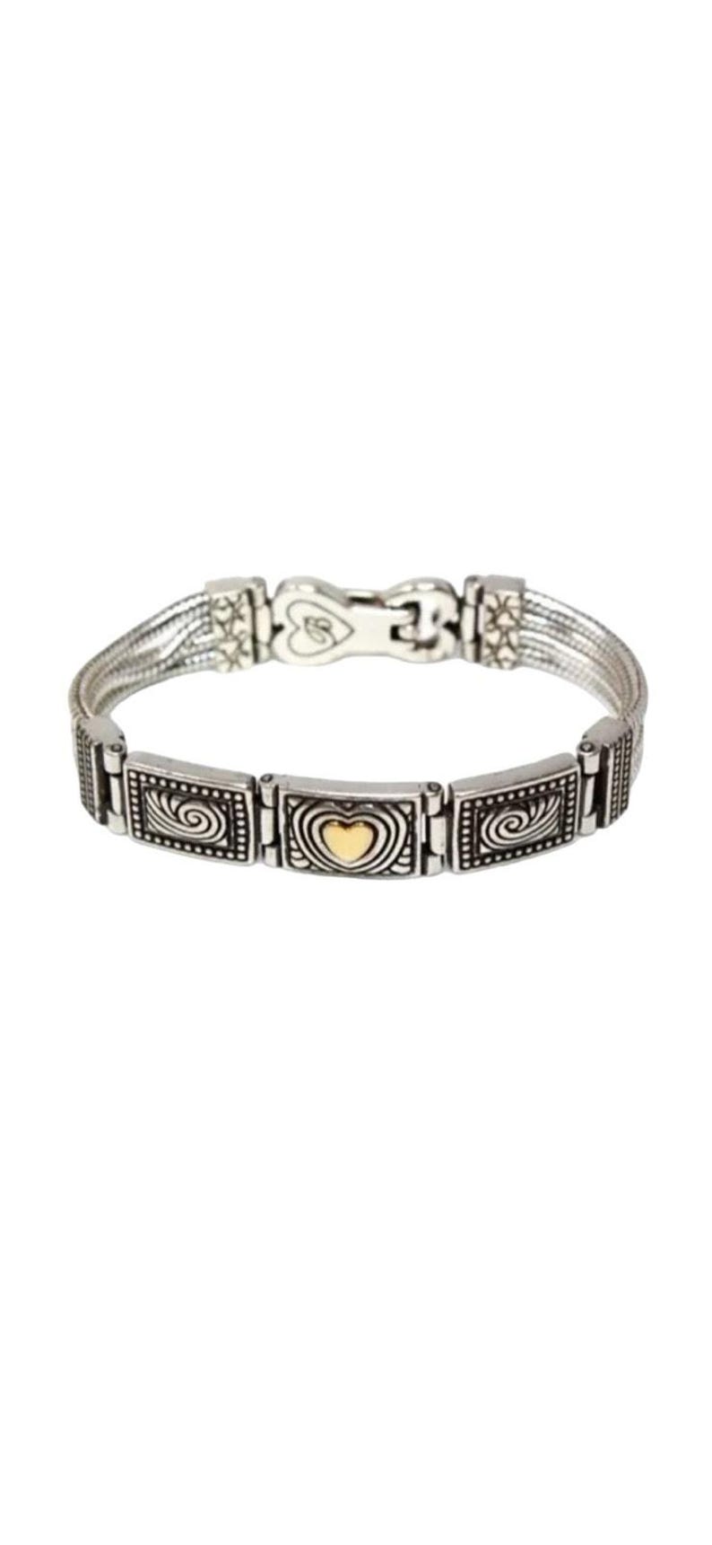 Brighton Two Tone Heart Silver Gold Retired Bracelet image 1