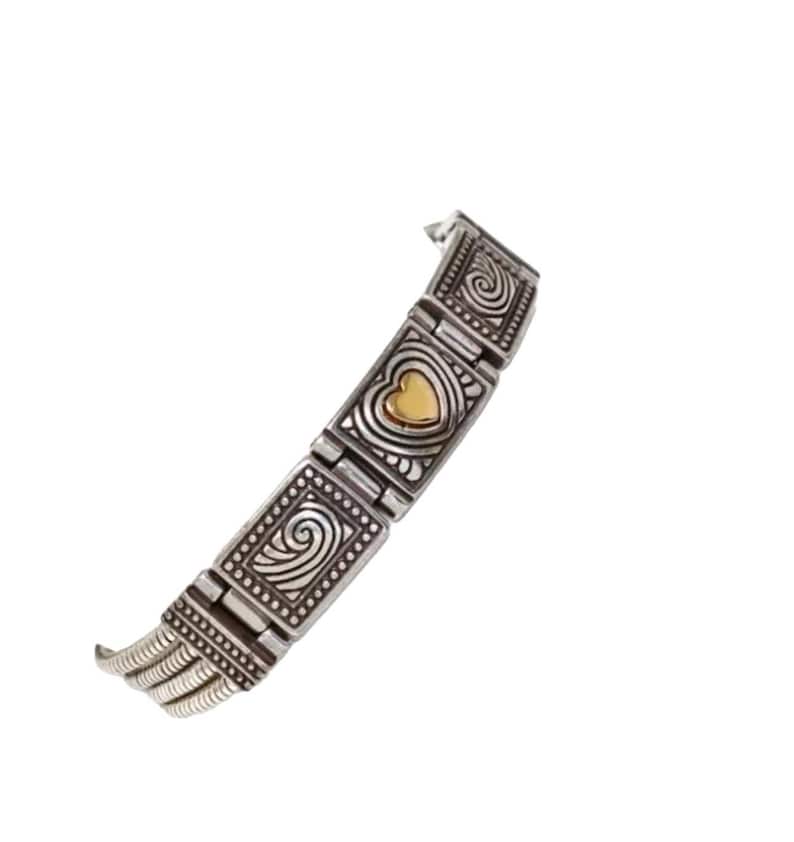 Brighton Two Tone Heart Silver Gold Retired Bracelet image 3