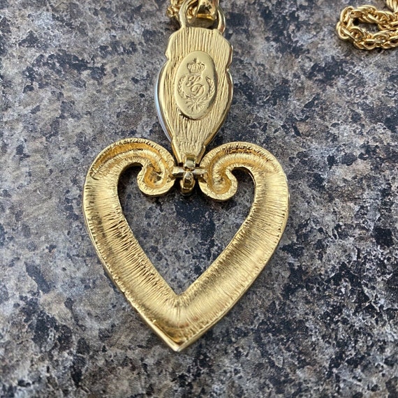 Rare Vintage Ralph Lauren Pearl Heart Pendant Cha… - image 4