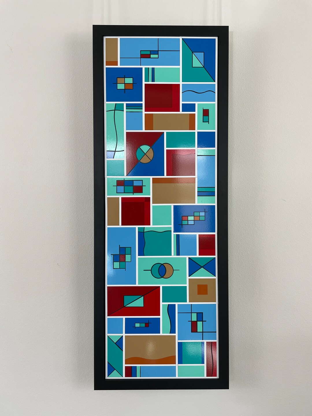 Mosaic Abstract Wall Art Narrow Vertical Abstract Art Horizontal Modern