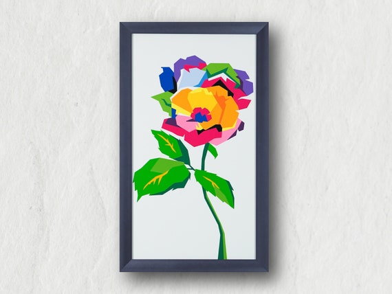 Colorful Contemporary Flower WPAP Style Pop Art Peonies | Etsy